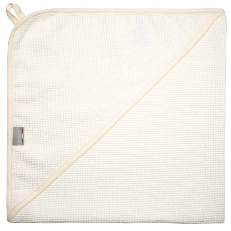 Cape de bain bébé en coton nid d'abeille