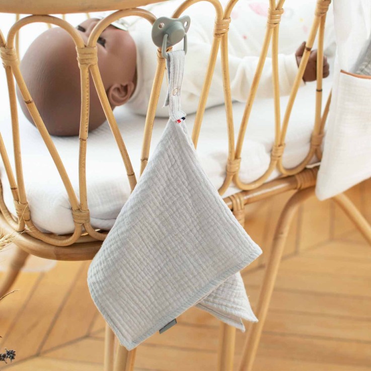 Doudou lange attache tétine en gaze de coton, Jeanne