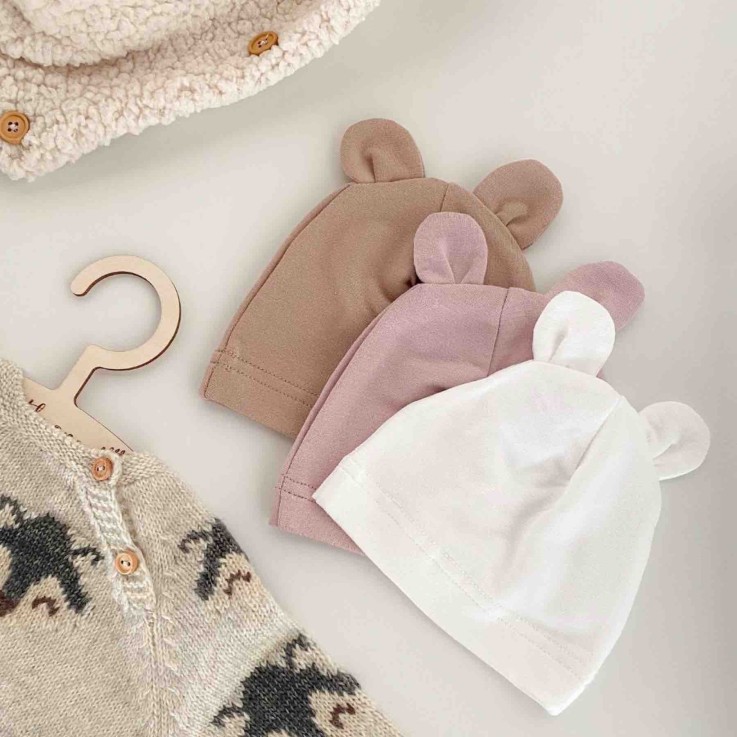 Bonnet ourson bébé en bambou, Uni