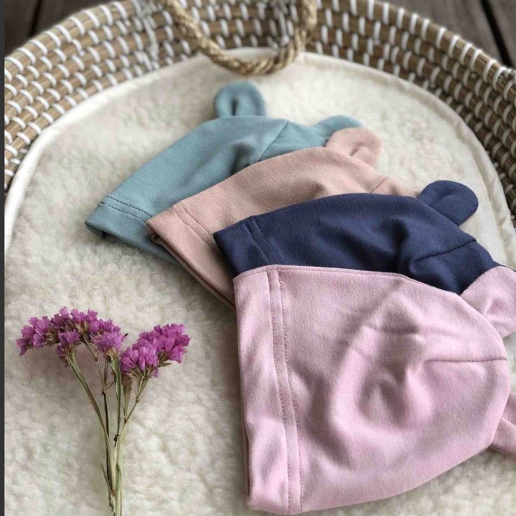 Bonnet ourson bébé en bambou, Uni