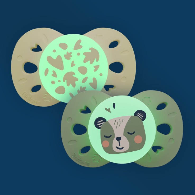 Sucettes anatomiques Nuit blanc et vert