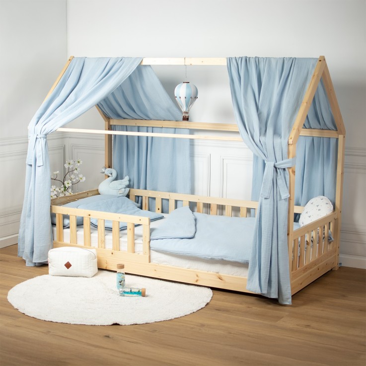 Set double ciel de lit cabane en gaze de coton