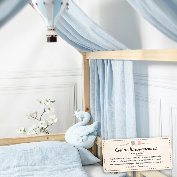 Set double ciel de lit cabane en gaze de coton