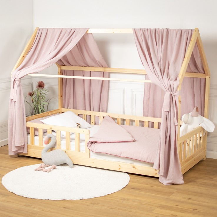 Set double ciel de lit cabane en gaze de coton