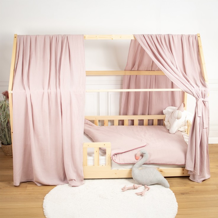 Set double ciel de lit cabane en gaze de coton