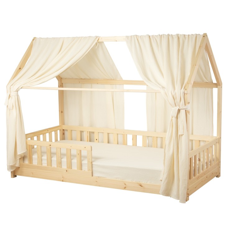 Set double ciel de lit cabane en gaze de coton
