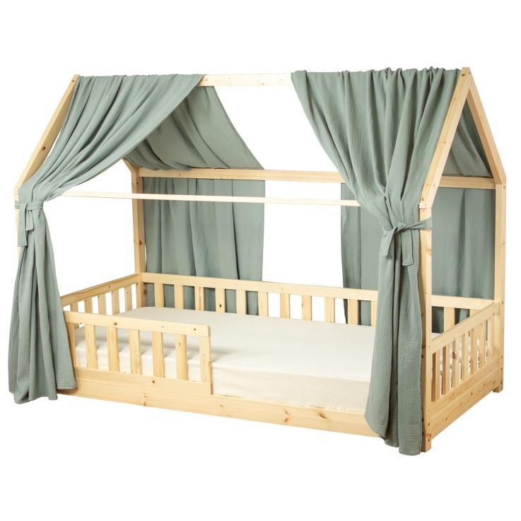 Set double ciel de lit cabane en gaze de coton