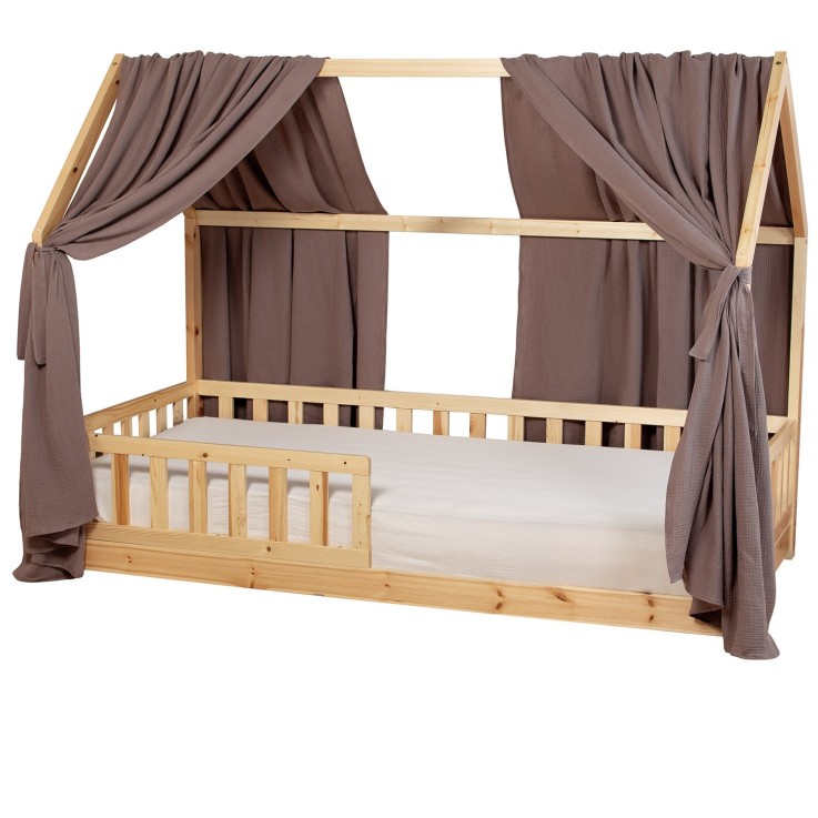 Set double ciel de lit cabane en gaze de coton