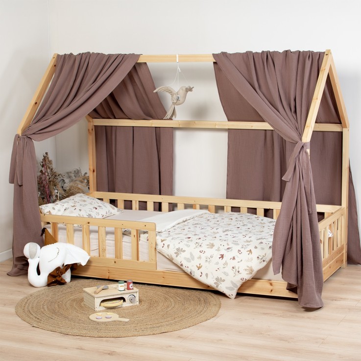 Set double ciel de lit cabane en gaze de coton