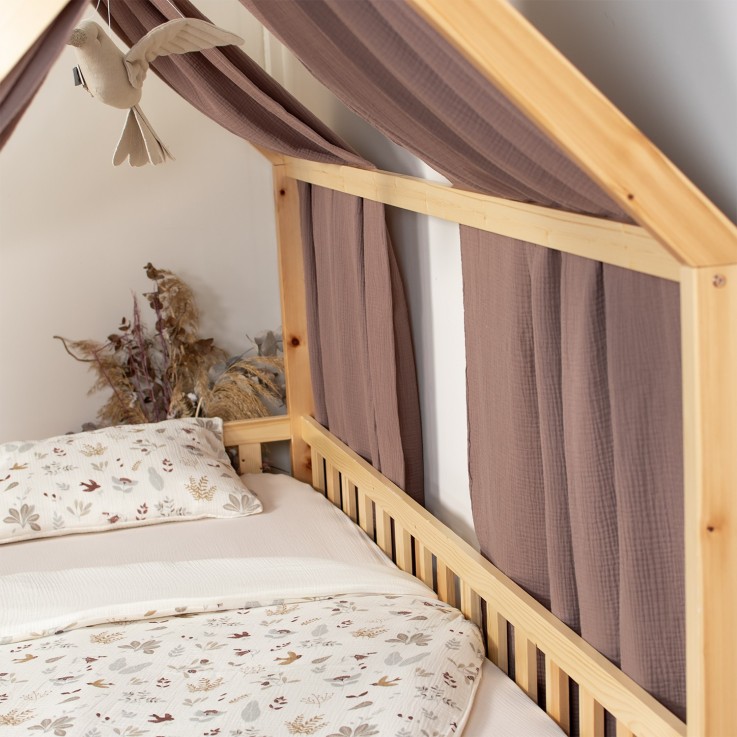 Set double ciel de lit cabane en gaze de coton