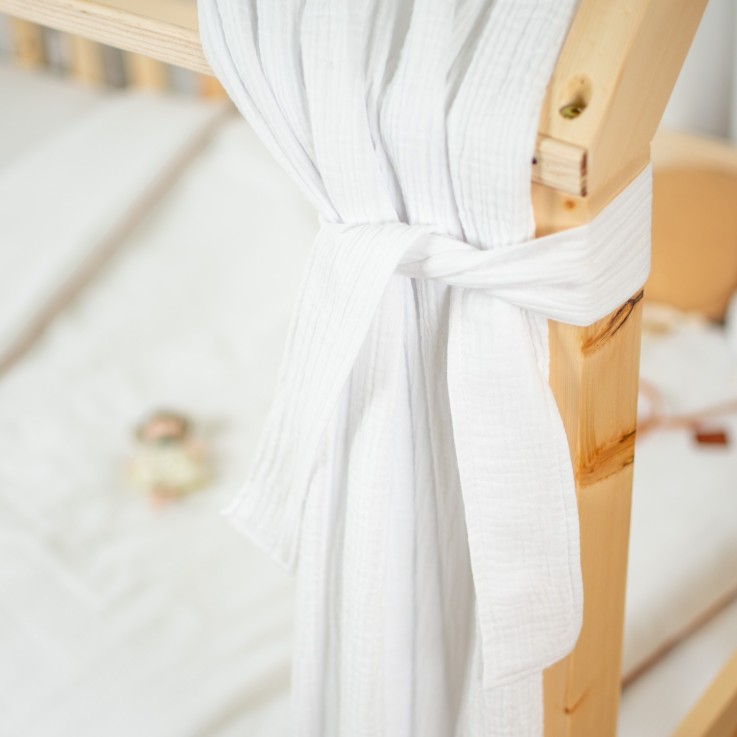 Set double ciel de lit cabane en gaze de coton