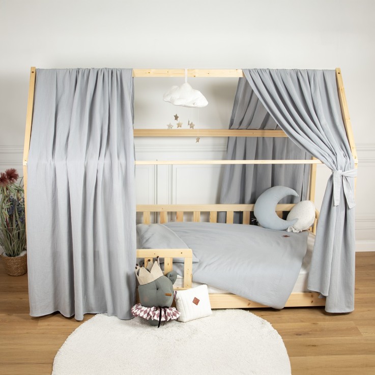 Set double ciel de lit cabane en gaze de coton