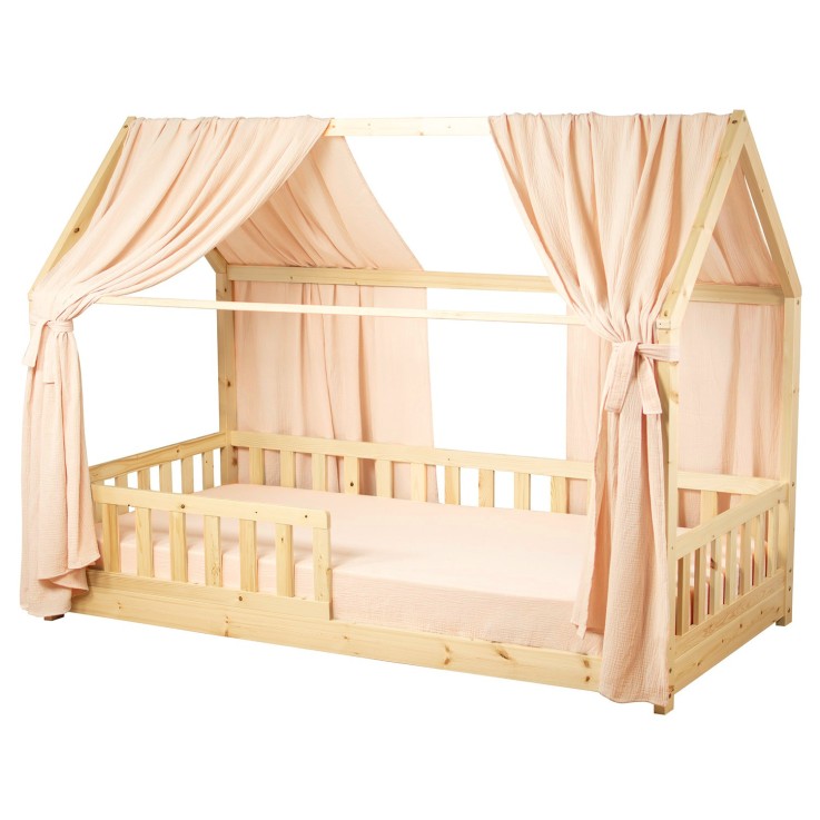 Set double ciel de lit cabane en gaze de coton