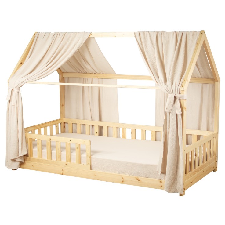 Set double ciel de lit cabane en gaze de coton