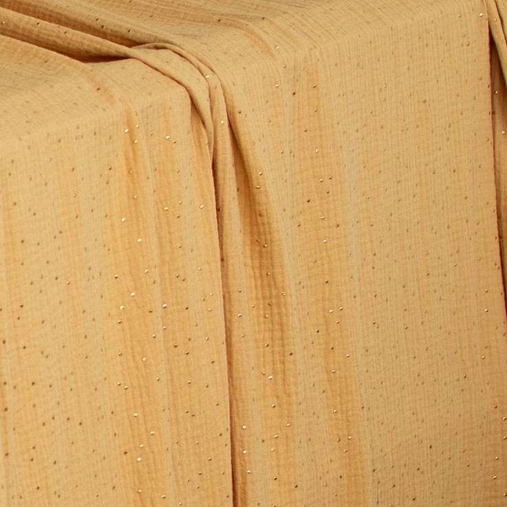 Ciel de lit cabane, toile en double gaze pois dorés