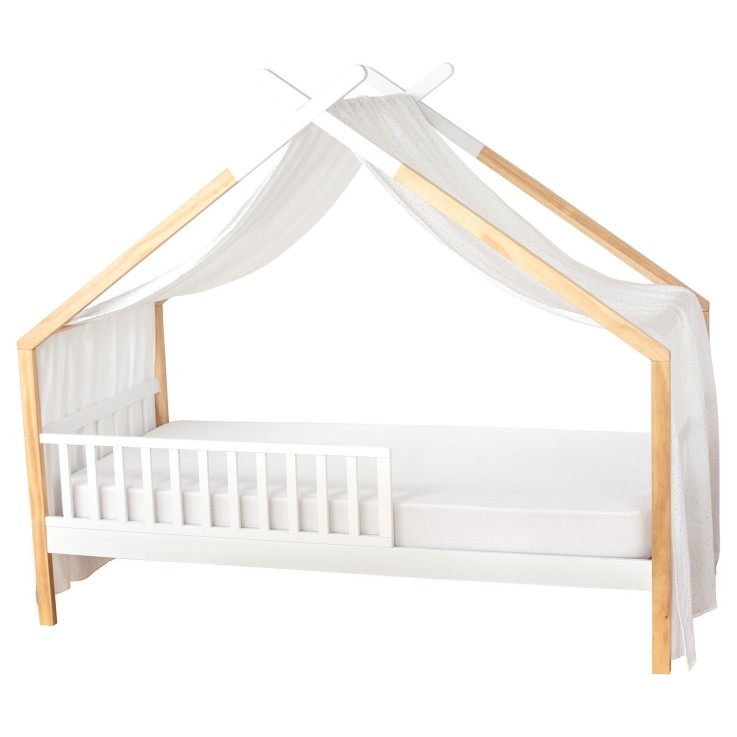 Ciel de lit cabane, toile en double gaze pois dorés