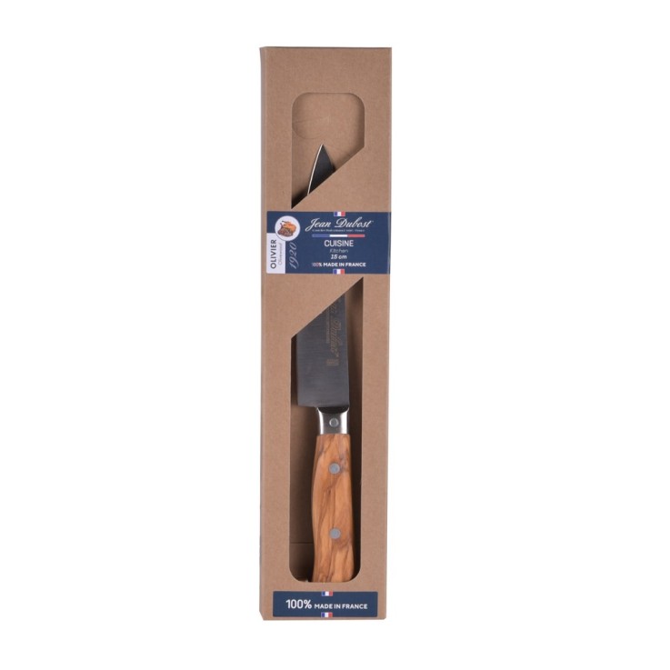 Couteau de cuisine 1920 en inox et bois d'olivier 15 cm en acier inoxydable (inox)