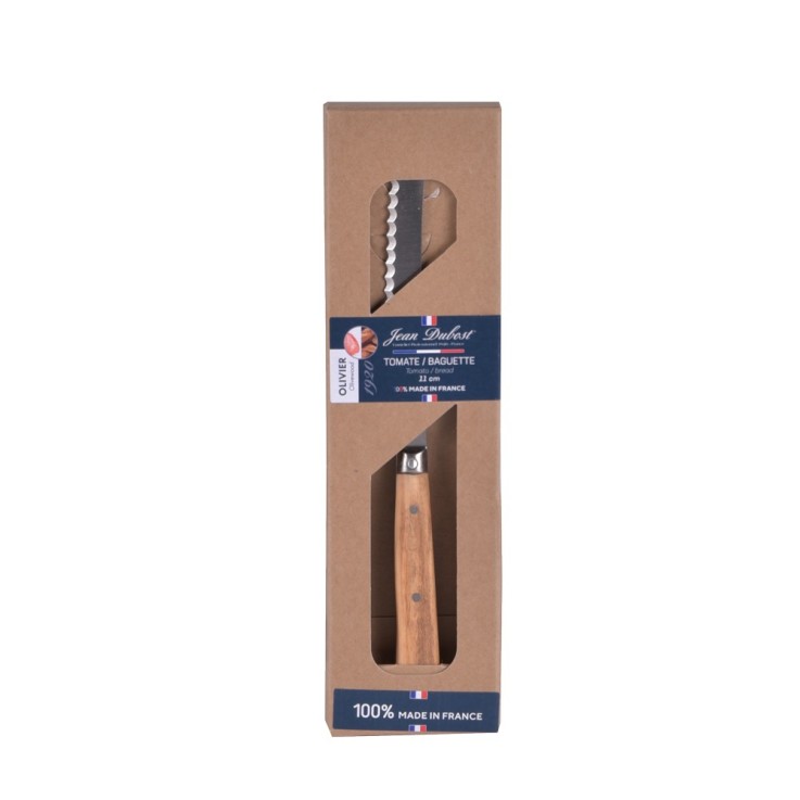 Couteau à tomate 1920 en inox et bois d'olivier 11 cm en acier inoxydable (inox)