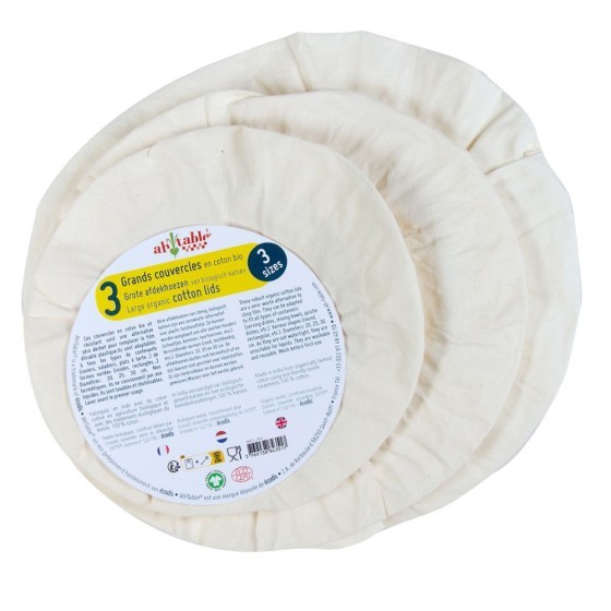kit de 3 grands couvercles-charlottes en Coton Bio
