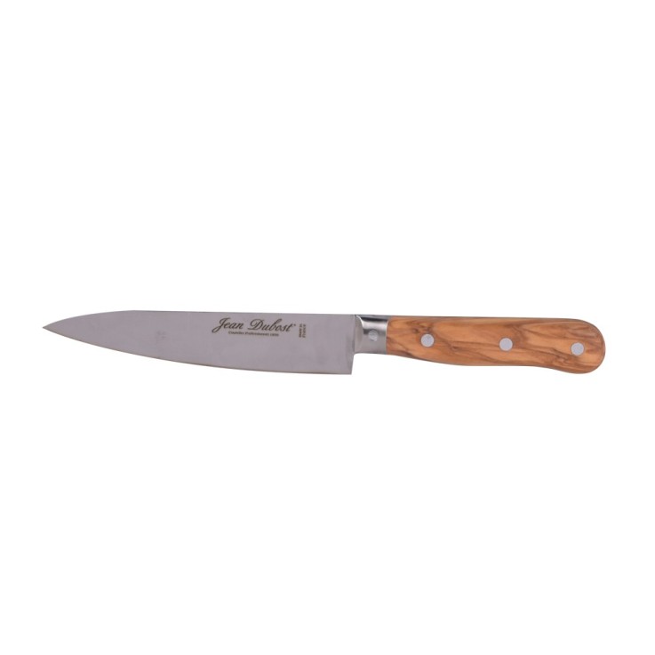 Couteau de cuisine 1920 en inox et bois d'olivier 15 cm en acier inoxydable (inox)