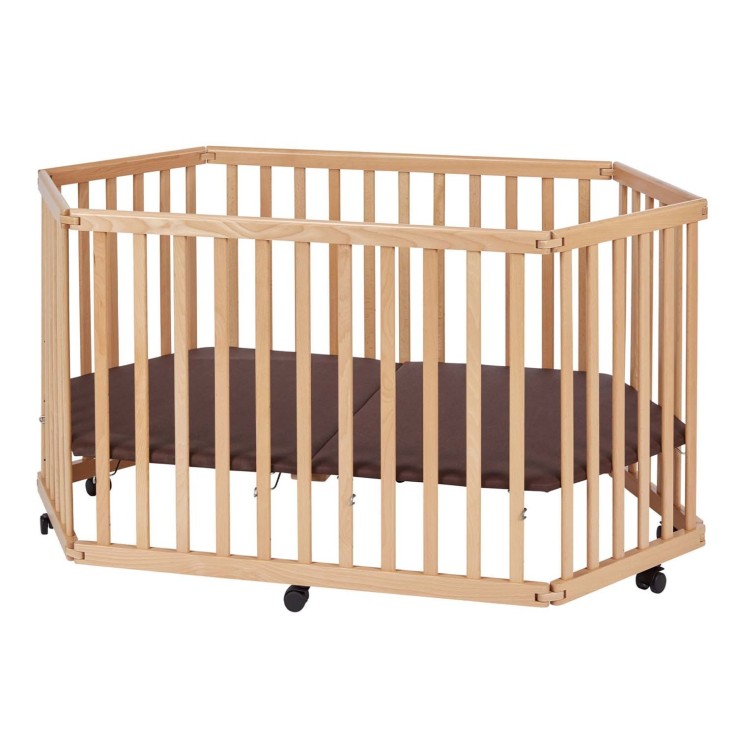 Parc bébé pliable, Bois naturel LIES