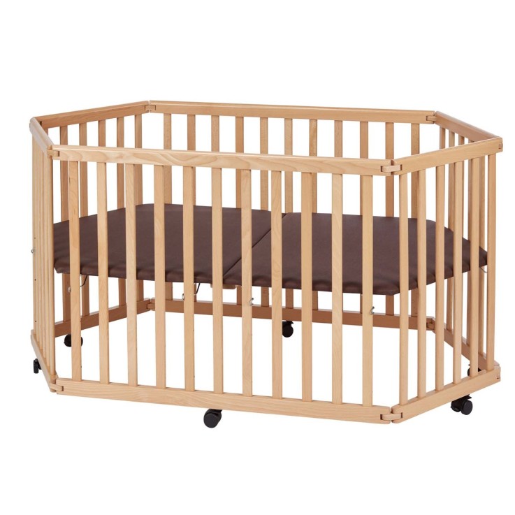 Parc bébé pliable, Bois naturel LIES