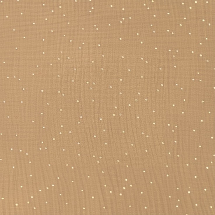 Tissu double gaze de coton, Pois Or Glitter - au mètre, par 50 cm
