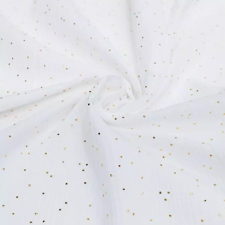 Tissu double gaze de coton, Pois Or Glitter - au mètre, par 50 cm