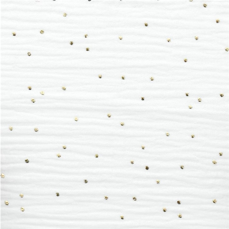 Tissu double gaze de coton, Pois Or Glitter - au mètre, par 50 cm