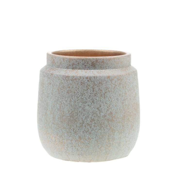 Vase Galassia blanc et or 20 cm en terre cuite