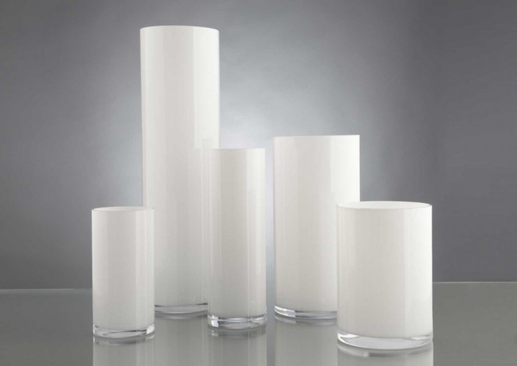 Vase cylindrique 52 cm blanc en verre