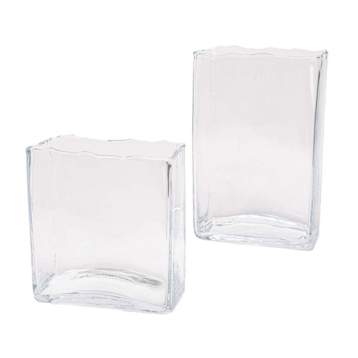 Vase rectangle déco 24 cm en verre