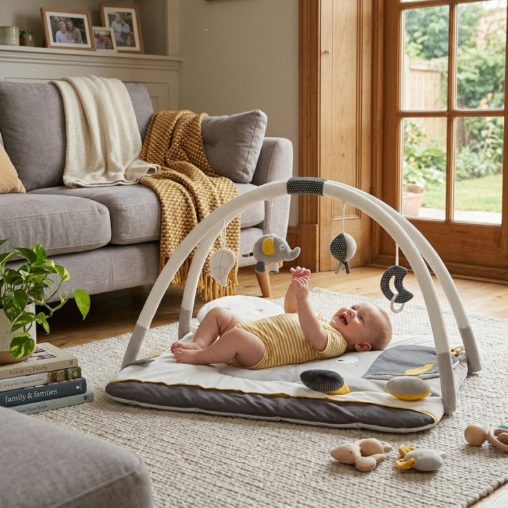 Tapis d'éveil Babyfan avec arches en velours blanc