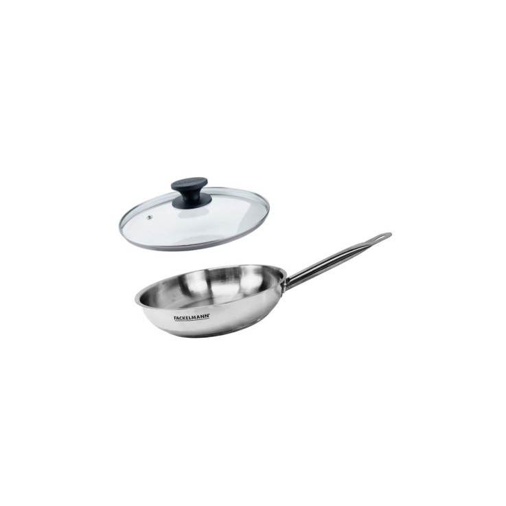 Set de 1 poêle de 20 cm en inox et couvercle en verre Fackelmann Eterna