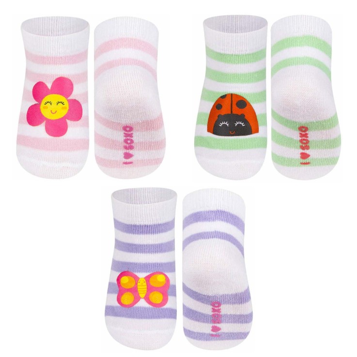 Lot de 3 paires de chaussettes rayées pastel