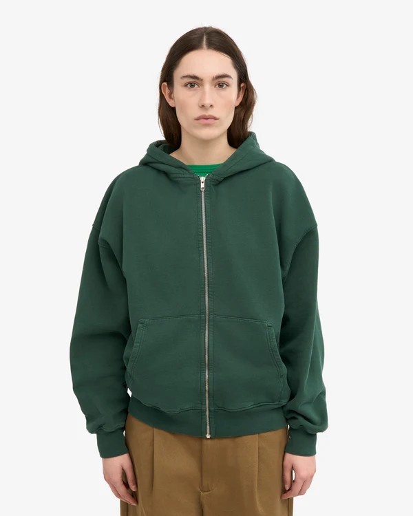 Veste unisexe Oversized à Capuche Zipée Emerald Green