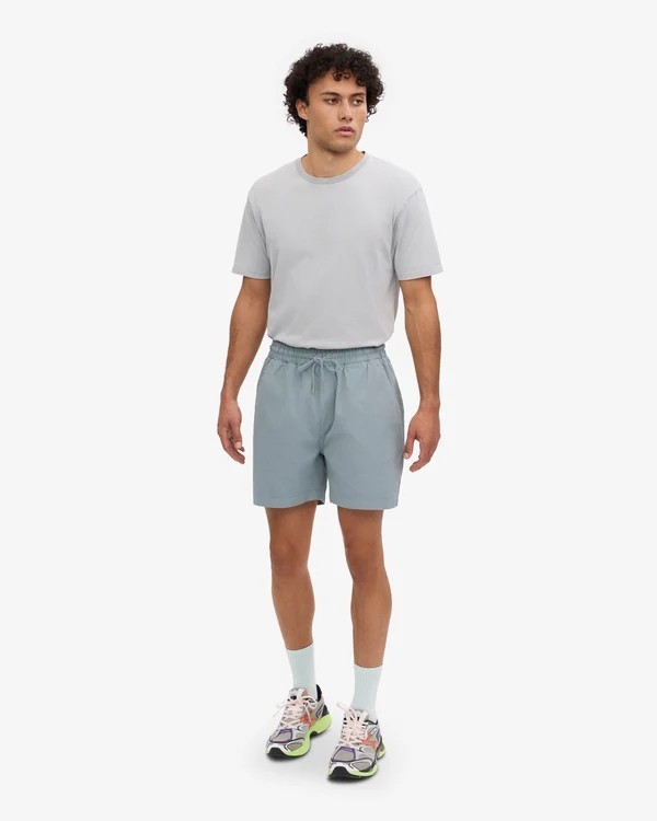 Short Twill Steel Blue Coton Bio