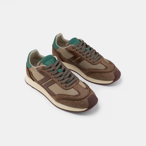Baskets Omega Vegan Matière ecyclée Moka Verde