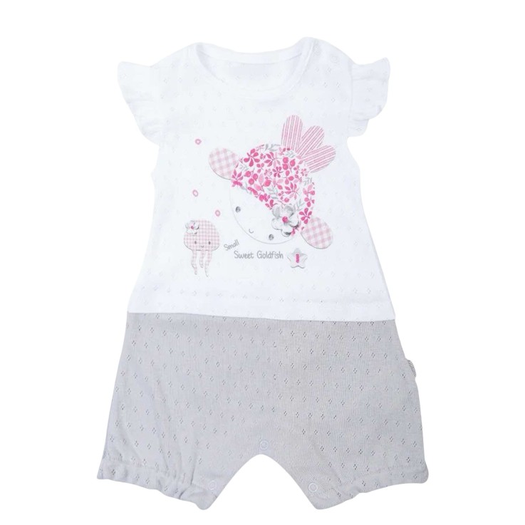 Combishort bébé en coton jacquard biologique, Doris