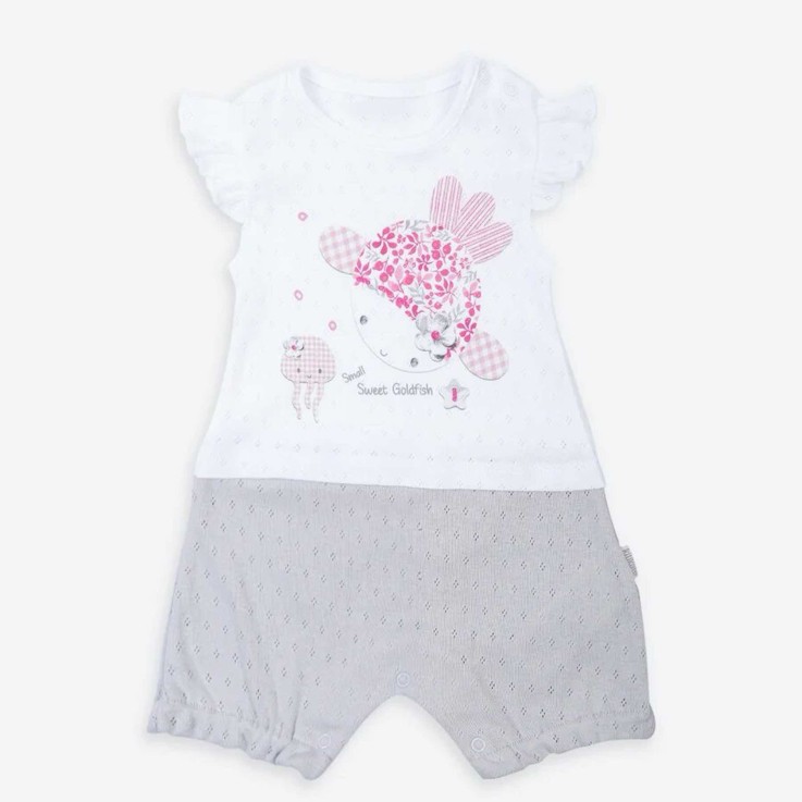 Combishort bébé en coton jacquard biologique, Doris