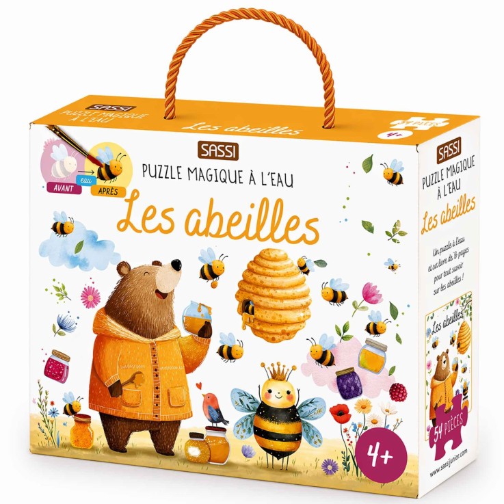 Puzzle magique à l'eau enfant 54 pièces coloriage réutilisable - Les abeilles