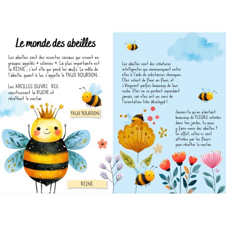 Puzzle magique à l'eau enfant 54 pièces coloriage réutilisable - Les abeilles