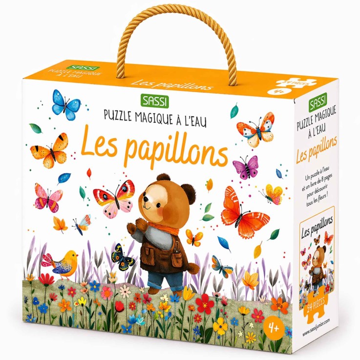 Puzzle magique à l'eau enfant 54 pièces coloriage réutilisable - Les papillons