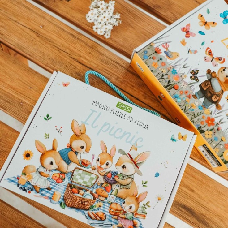 Puzzle magique à l'eau enfant 54 pièces coloriage réutilisable - Le pique nique