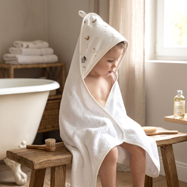 Grande cape de bain en coton et bambou, Gallina