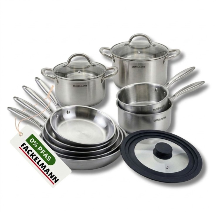 4 poêles 20/24/26/28, 3 Casseroles 14/16/18, 2 Faitouts 20/24, 1 couvercle, inox 18/10 Triply Vita3
