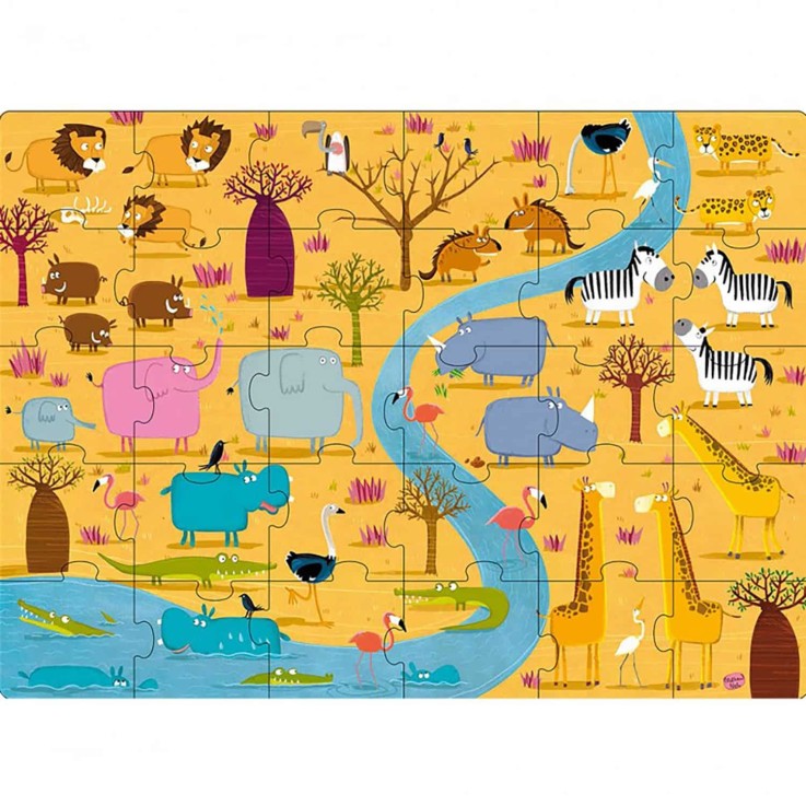 Puzzle & Livre - Les animaux d'Afrique