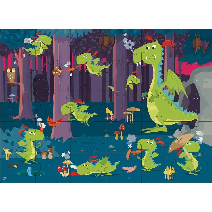 Puzzle géant & Livre - La forêt des dragons