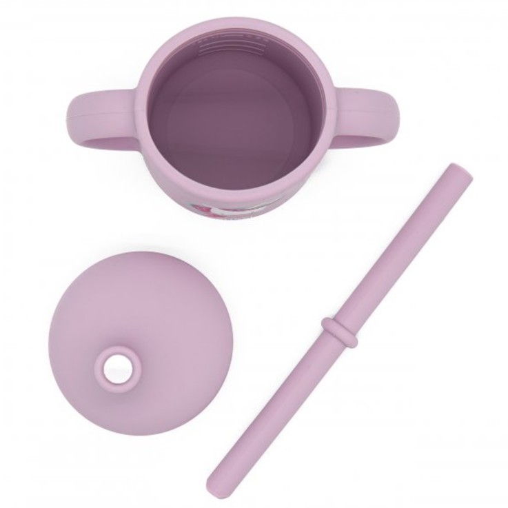 Gobelet en silicone avec poignées et paille 120 ml, Animaux