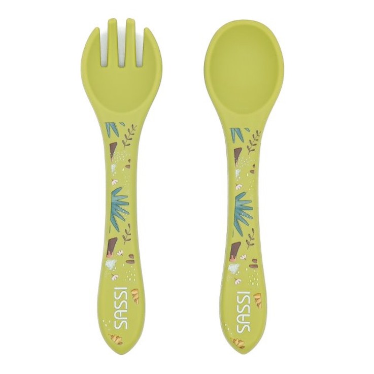 Set couverts bébé fourchette et cuillère en silicone, Animaux